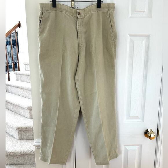 Tommy Bahama Tan Linen Trouser Pants - Picture 1 of 5